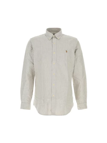 Koszula Polo Ralph Lauren w paski z twillu z paskiem brązowa