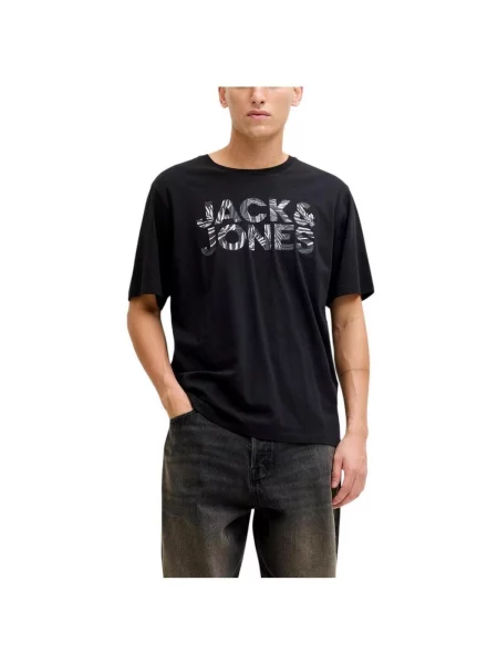 JACK & JONES Póló JJEJEFF sötétszürke fehér fekete