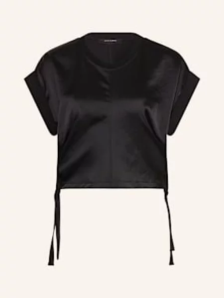 Allsaints T-Shirt Mira Z Mieszanki Materiałów schwarz czarna