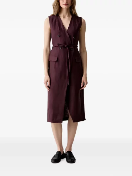 Rochie midi Sisley fără mâneci cu două rânduri de nasturi violet