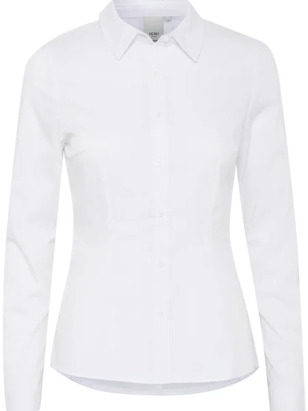 Koszula Ichi z długim rękawem popelinowa biała