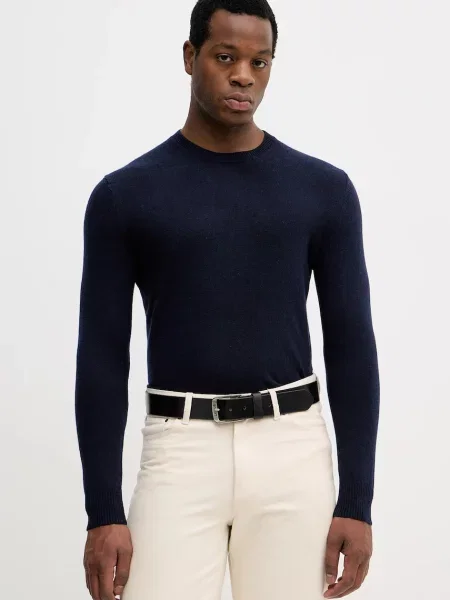 Пуловер с вълна Sisley тъмносиньо