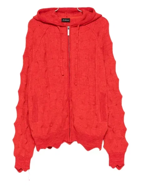 Dzianinowy kardigan Madfrenzy z kapturem czerwony