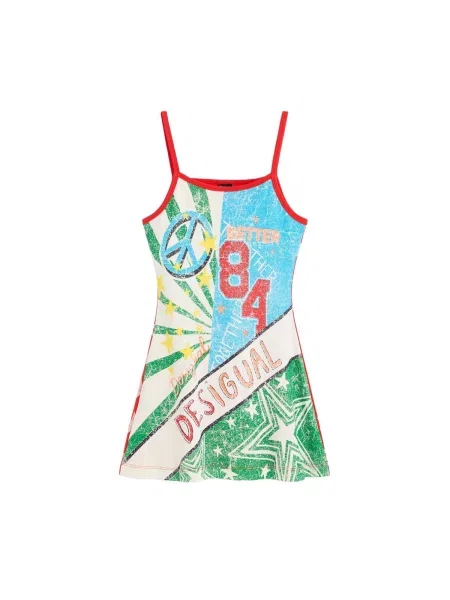 Desigual Rochie albastru / verde / roșu alb