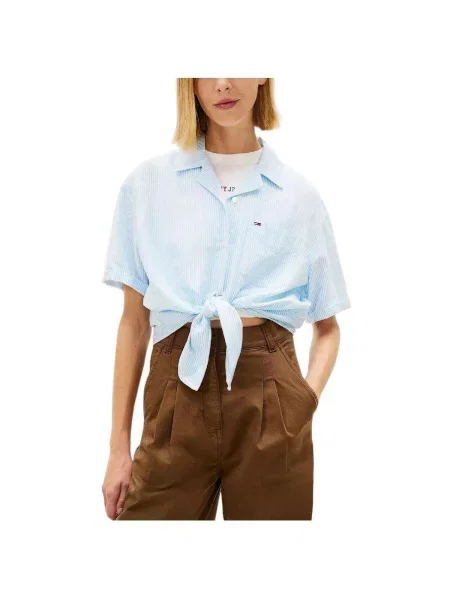 Tommy Jeans Blúzka svetlomodrá / biela modrá