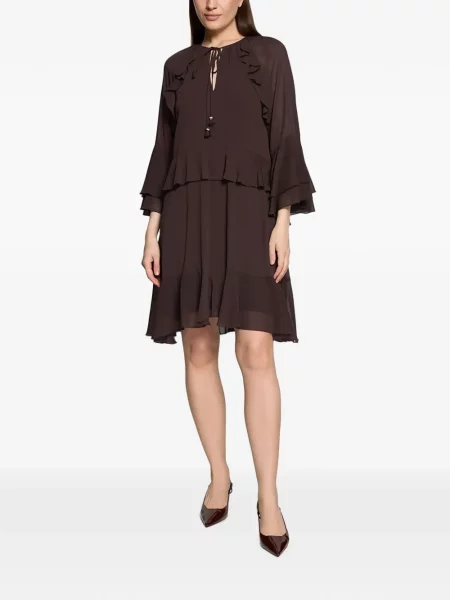 Rochie mini Vera Mont cu volane maro