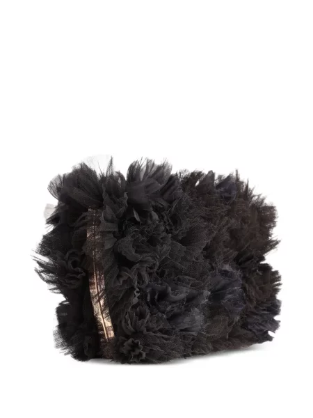 Clutch Gemy Maalouf με βολάν από τούλι μαύρο