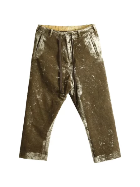 Pantaloni Uma Wang de catifea cu cordon maro