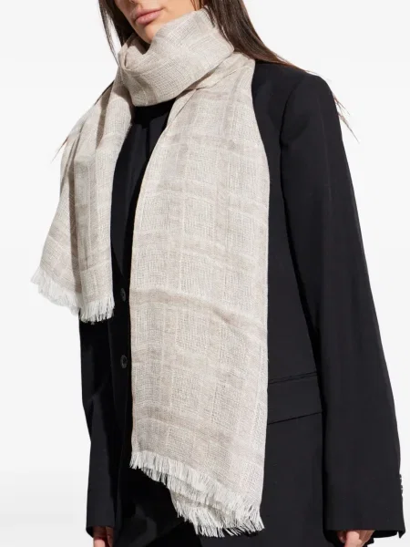 Fular Emporio Armani cu franjuri în carouri