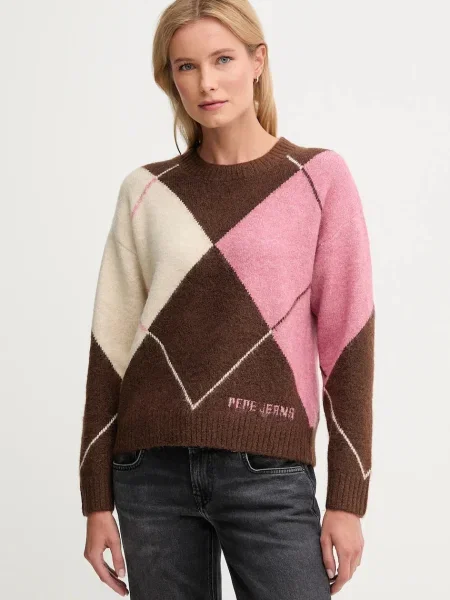Pepe Jeans pulover din amestec de lână călduros maro