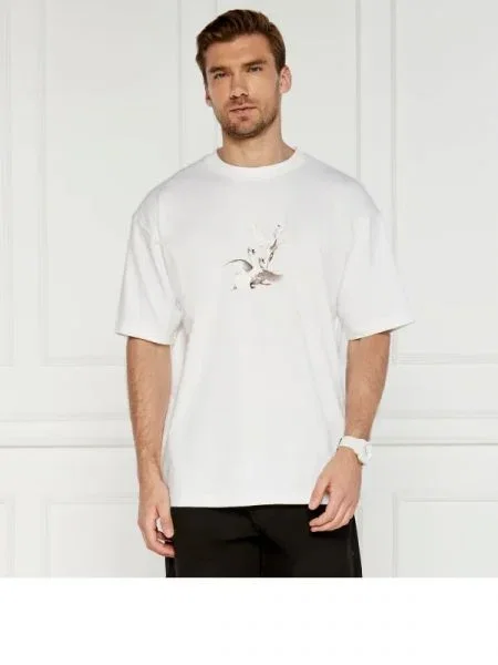 HUGO Tricou Asil HUGO X LES BENJAMINS | Relaxed fit alb
