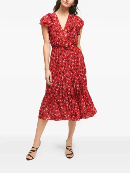 Rochie midi Brooks Brothers cu imagine roșu