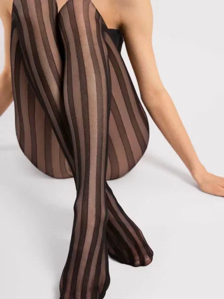 Капроновые женские колготки в полоску 20 den чорні