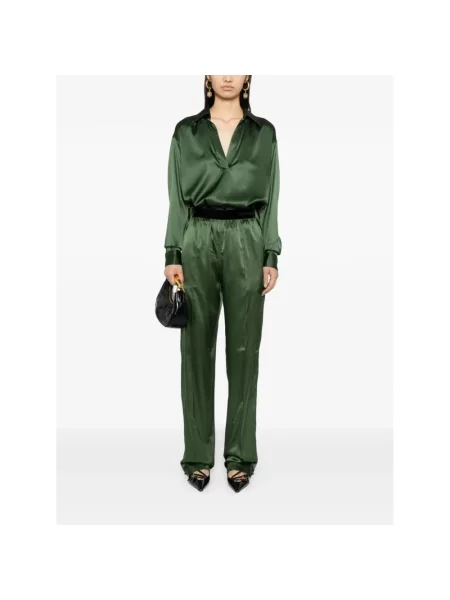 Lniane spodnie Tom Ford zielone