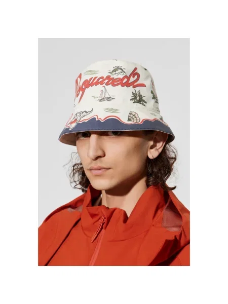 Kapelusz Dsquared2 z nadrukiem beżowy