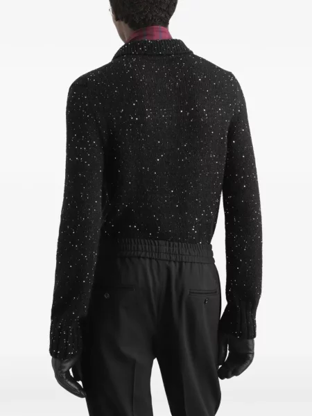 Плетена поло тениска Dolce & Gabbana с пайети черно
