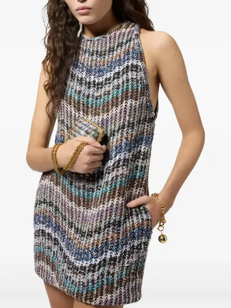 Rochie mini Missoni cu paiete tricotate albastru