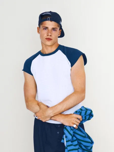 Bershka Tričko námornícka modrá biela