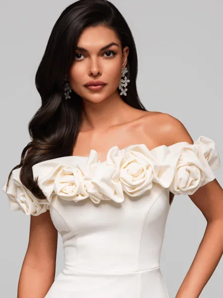 Ombre Rochie de seară ecru alb