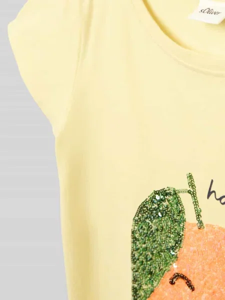T-shirt o linii a z czystej bawełny S.oliver Red Label żółta