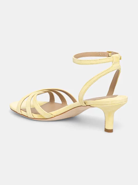Sandały Lauren Ralph Lauren zamszowe na niskim obcasie żółte