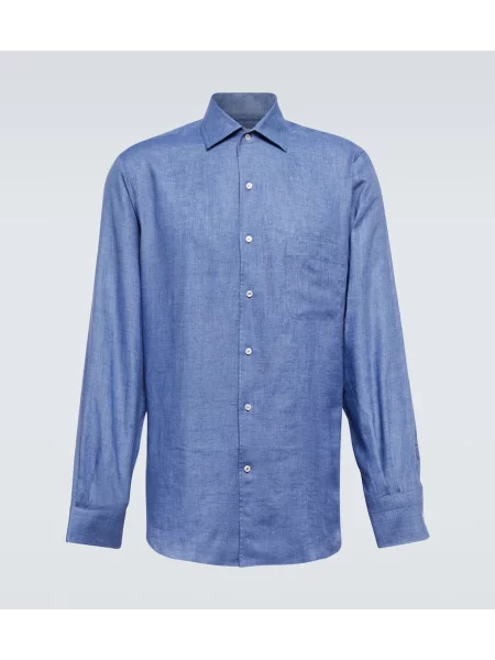 Cămașă Loro Piana de in albastru