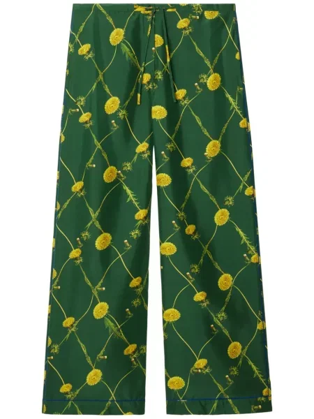 Pantaloni Burberry cu model floral cu imagine verde