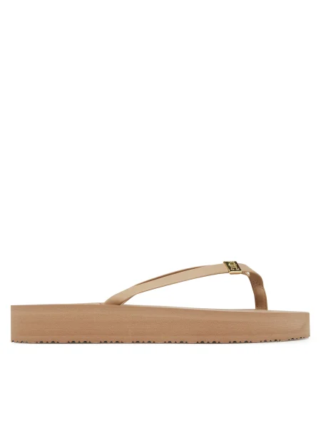 Джапанки Tommy Hilfiger ELEVATED CHIC BEACH SANDAL с равна подметка бежово