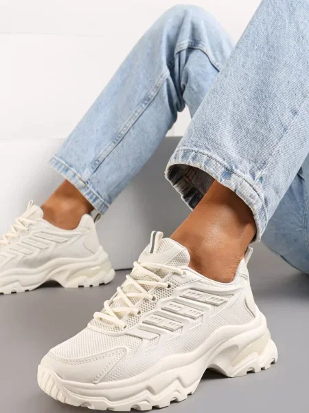 Sneakers cu talpă imprimată și inserții plasă Amrogia bej