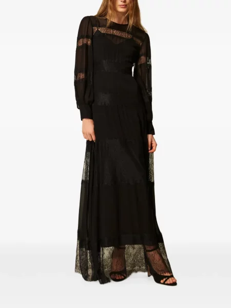 Lung rochie Twinset din dantelă negru