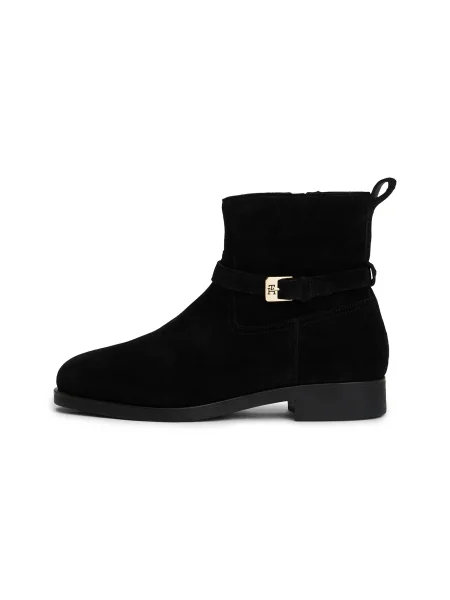 Tommy Hilfiger Botine Th Buckle Riding Suede Bootie negru