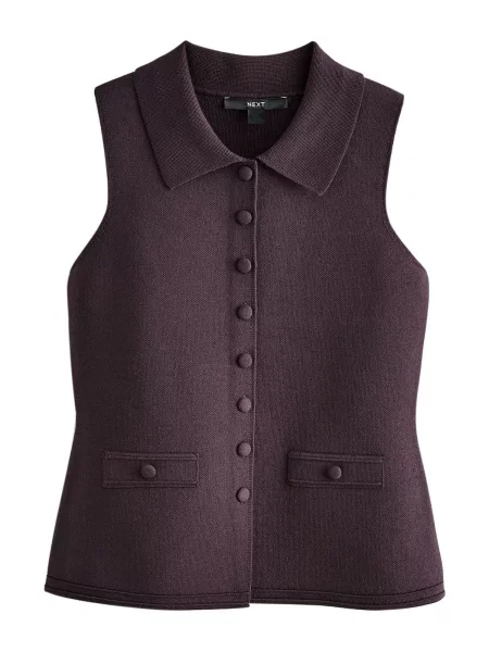 Next Vestă tricotată ciocolatiu