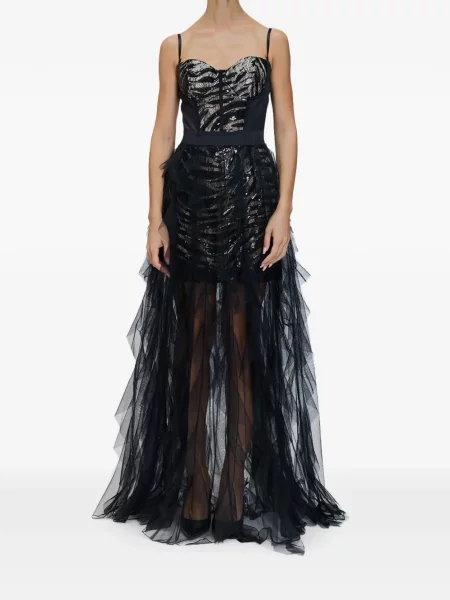 Rochie maxi Just Cavalli cu paiete cu model zebră negru