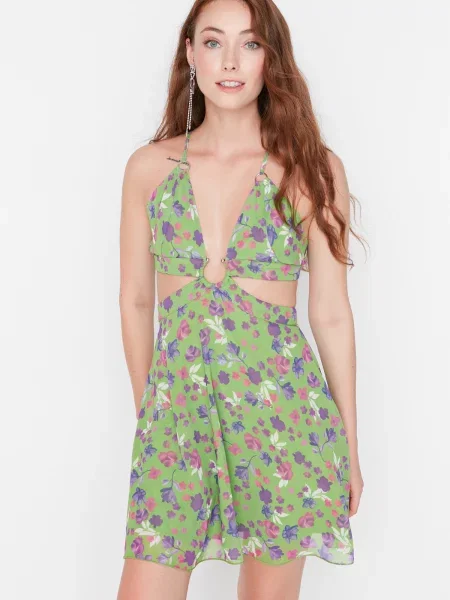 Sukienka wieczorowa Trendyol szyfonowa szara