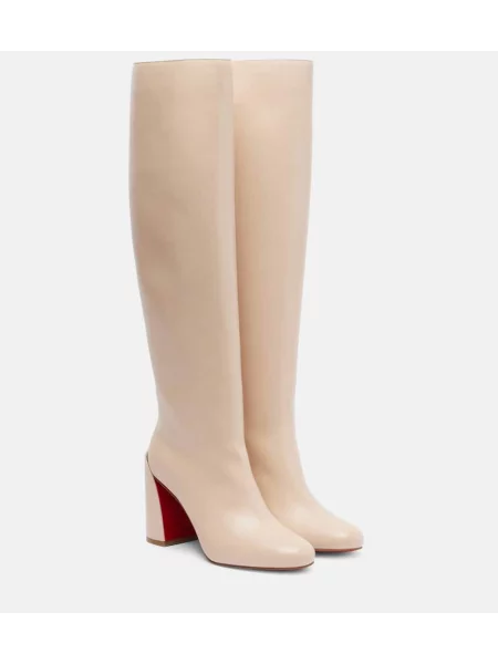 Kožené kozačky Christian Louboutin bílé