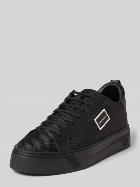 Sneakersy z mieszanki skóry z detalem z logo Antony Morato czarne