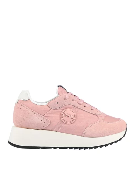 Buty Sneakersy COLMAR TRAVIS ONE HIGH OUTSOLE zamsz wysoka podeszwa różowe