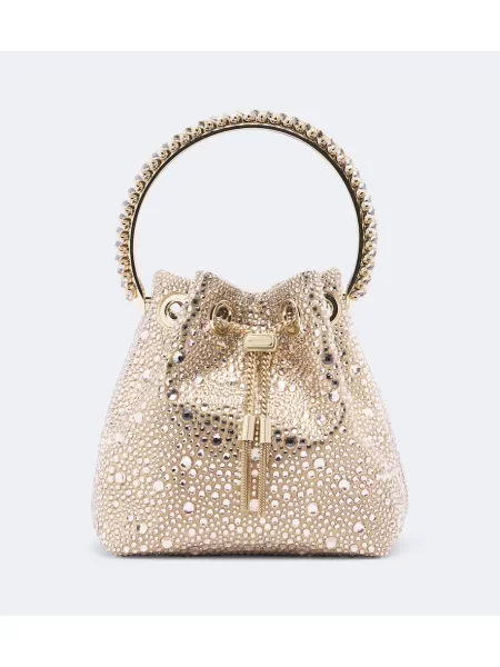Geantă Jimmy Choo din satin bej