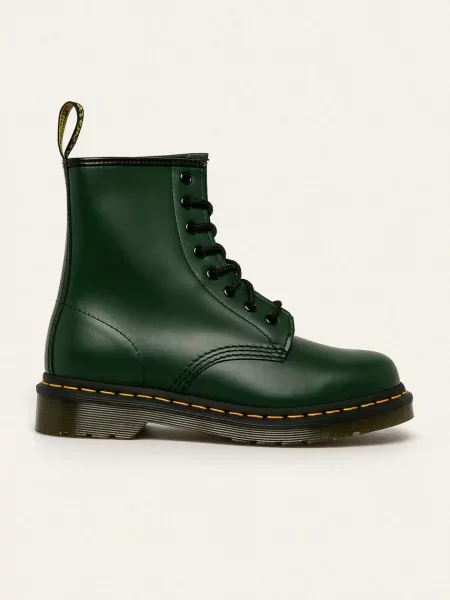 Botki Dr. Martens na płaskim obcasie zielone