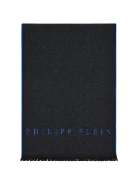 Fular Philipp Plein cu franjuri negru