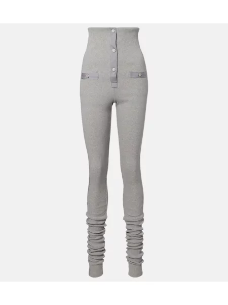 Leggings The Attico cu talie înaltă din jerseu gri