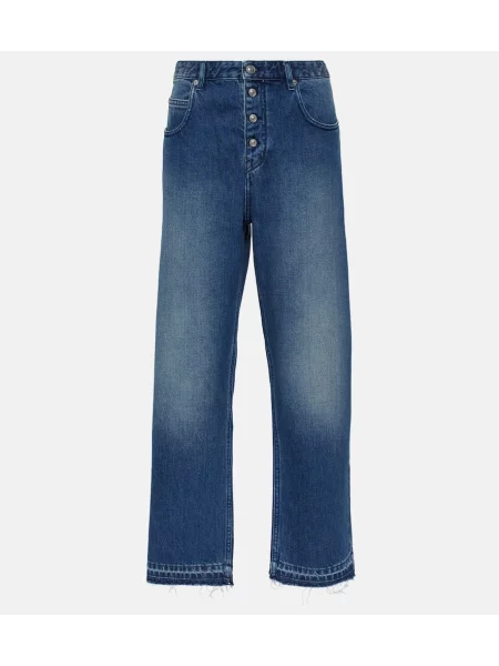 Blugi drepți Marant Etoile cu talie înaltă albastru