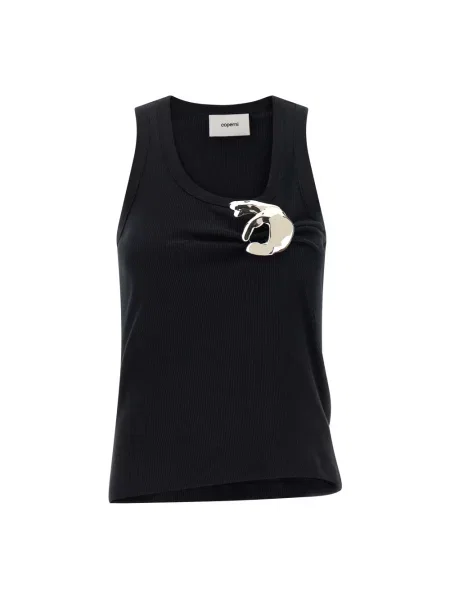 Top Coperni prążkowany czarny