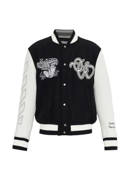 Geacă bomber Off-white cu autograf alb