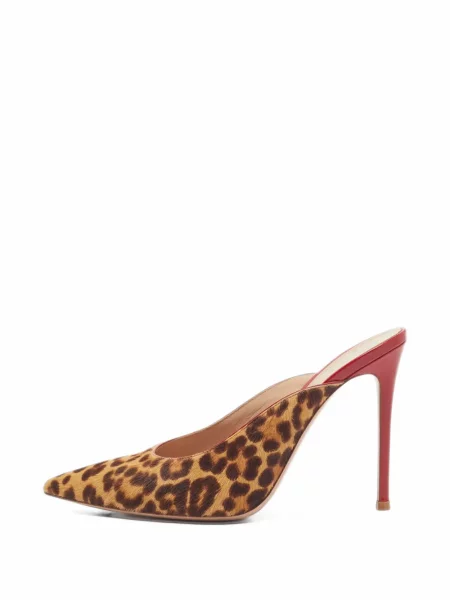 Papuci tip mules Gianvito Rossi cu imagine cu model leopard maro