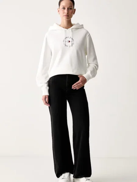 Tommy Jeans mikina s kapucňou dámska s bavlnou biela