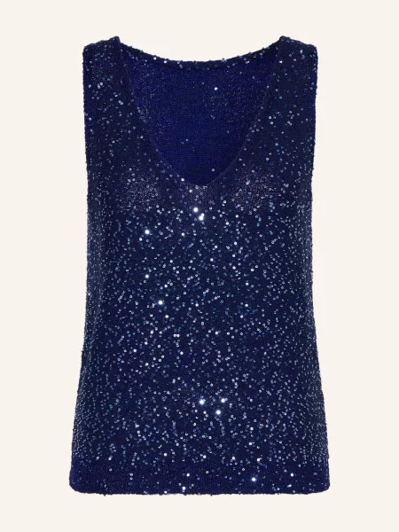 Pletený pletený top Weekend Max Mara s flitry modrý