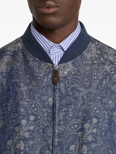 Geacă bomber Etro cu model paisley din jacard albastru