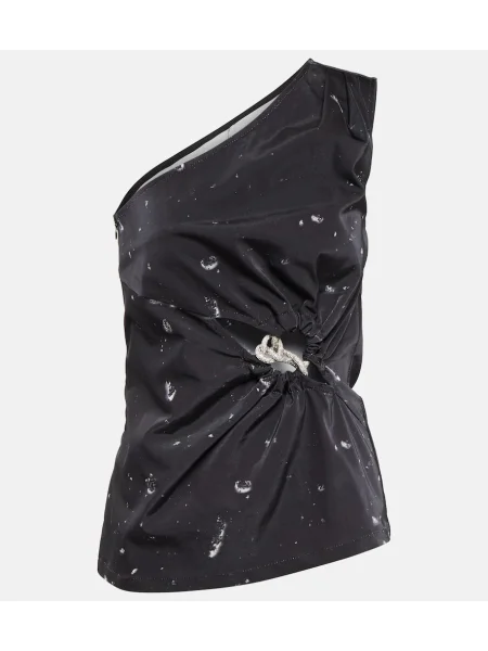 Top Jacques Wei s potiskom z enim ramenom črna