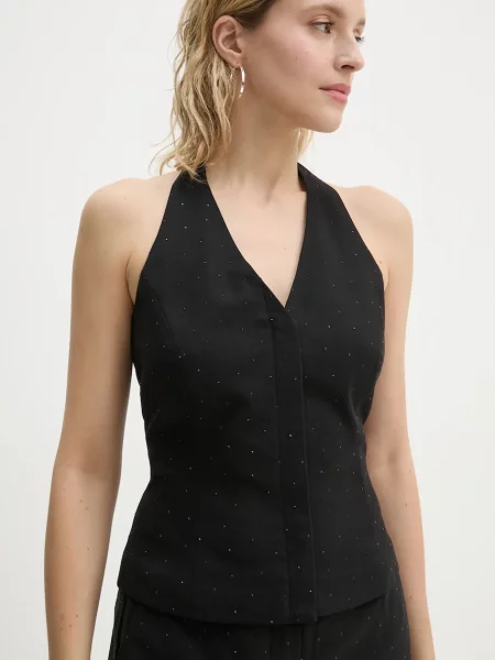 Bruuns Bazaar bluză din amestec de lână cu imprimeu negru